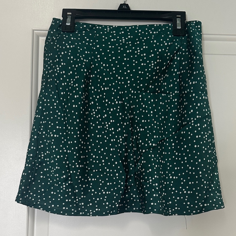 Princess Polly Dark Green Polka Dot A-Line Skirt